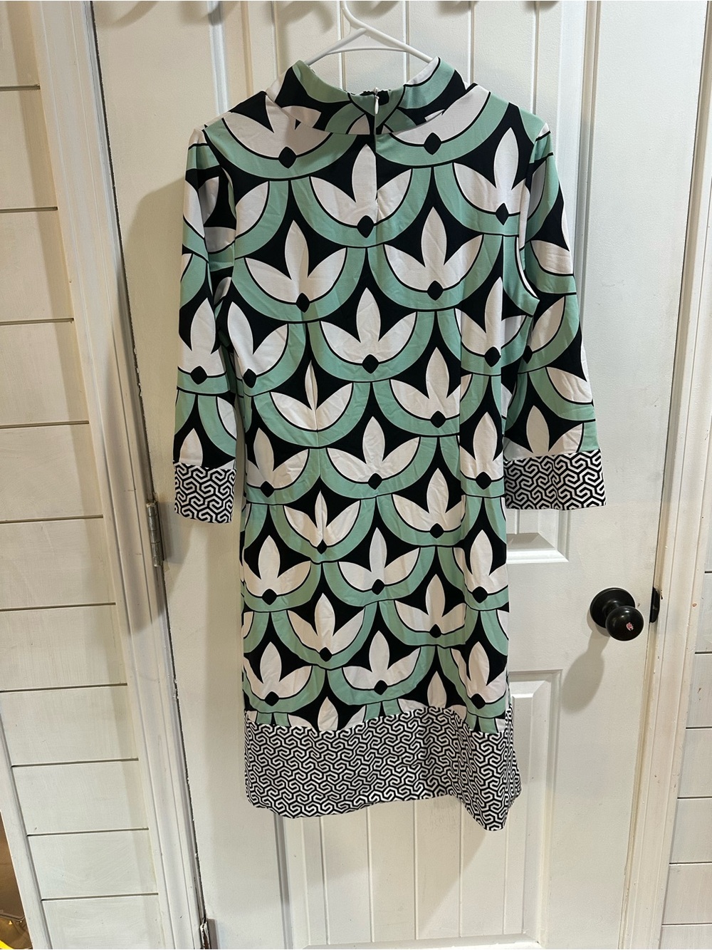 J McLaughlin Mod Shift Dress Catalina Cloth Geometric Mock Neck Women’s Sz S - Picture 3 of 5